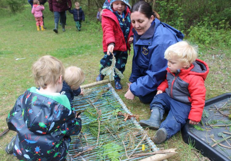 Forest School, 10 years, outdoor learning, natural weaving