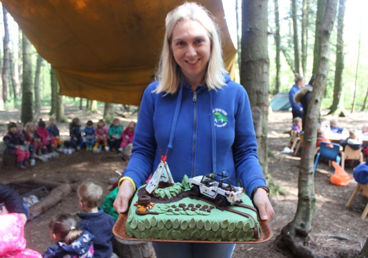 Forest School, 10 years, outdoor learning, cake