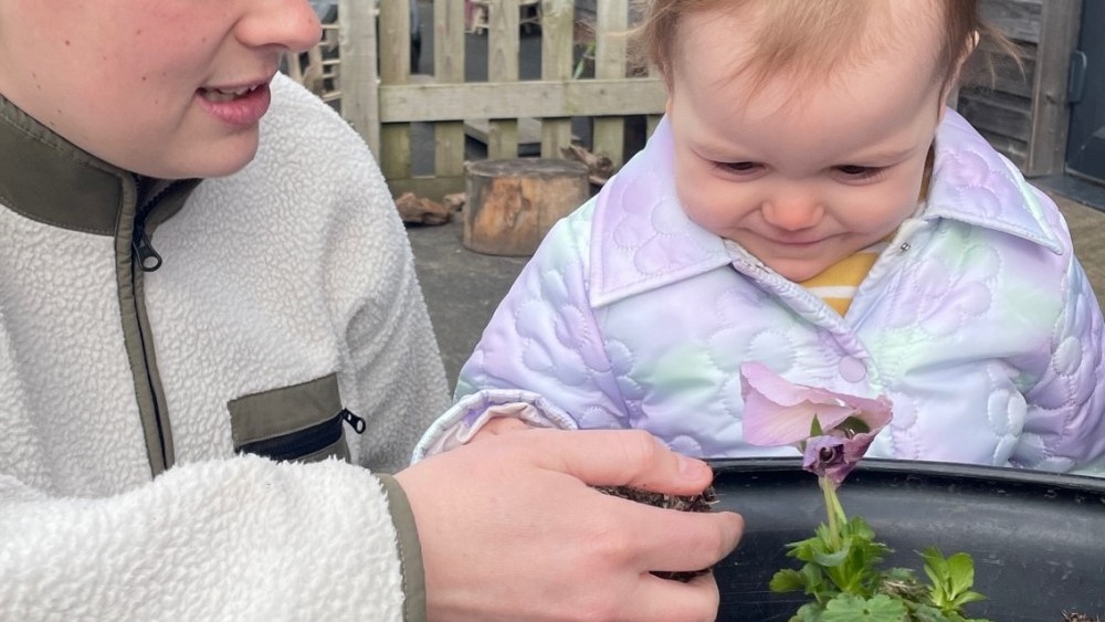baby observing nature